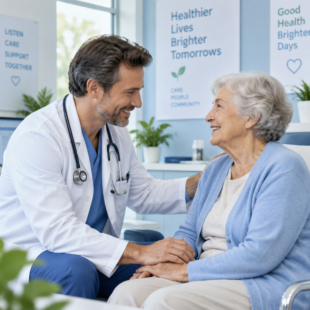 Médica mostrando el app al paciente durante una consulta